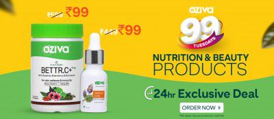 Oziva 99 Tuesdays Sale: Nutrition & Beauty Products @ ₹99