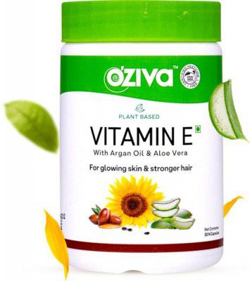 OZiva Plant Based Vitamin E, with Sunflower, Aloe vera & Argan oil, for Face & Hair  (30 Capsules)