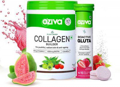 OZiva Vegan Collagen (Guava) & Gluta Fizzy for Brighter & Youthful Skin  (230 g)