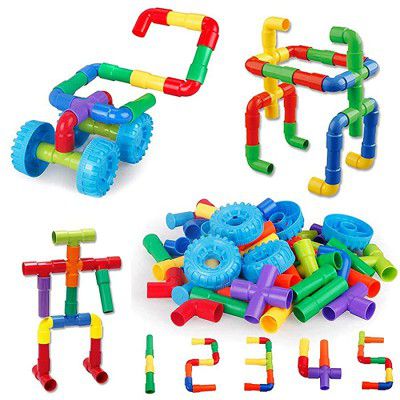 Ozzo Colorful Creative Pipe Puzzle Building Blocks for Kids / Pipe Puzzle Building (Multi Colored,067)
