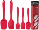 P-Plus International Silicone Spatula Set 5-pcs - 446ºF Heat-Resistant Baking Spoon Spatula - Seamless One-Piece Design Easy to Clean - Non-Stick Silicone Rubber with Stainless Steel Core (RED)...