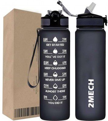Pack of 1 Water Bottle with Straw Time Marker Motivational Bottles 1000 ml Bottle Plastic