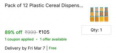 Shopsy : Pack of 12 Plastic Cereal Dispenser  - 350 ml, 650 ml, 1200 ml ATMAN Blue