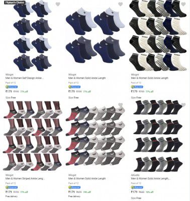 Pack of 12 Socks @ Flat ₹179