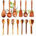 Pack of 13 Wooden Spatula Set,Non Stick,Natural and Non Toxic(TEAKMANGO Wood)...