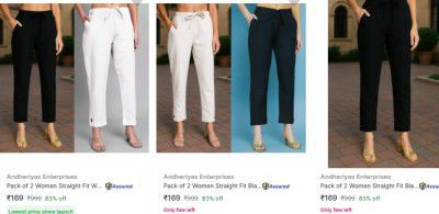 [ Pack Of 2 ]  Andheriyas Enterprises Womens Trousers starts at ₹169