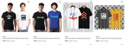 [ Pack Of 2 } Billion Mens T Shirts Starts @ Rs 238