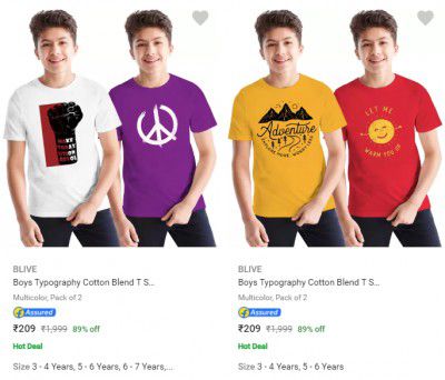 (Pack Of 2) Blive Kids T Shirts Starts ₹209