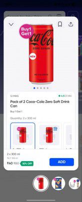 Pack of 2 Coca-Cola Zero Soft Drink Can