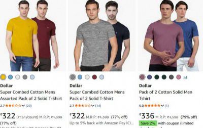 PACK OF 2 | Dollar - Men T-shirts Stats At ₹318