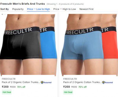 PACK OF 2 |  Freecultr Men's Briefs And Trunk Starts At 269
