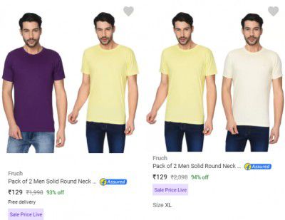 (Pack of 2) Fruch Men's T-Shirts From ₹129