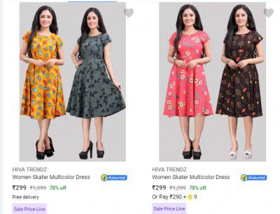 Pack of 2 HIVA TRENDZ Women Skater Dress @ ₹279