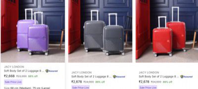 [ Pack OF 2 ] Jacy London Suitcases Starts At Rs 2299