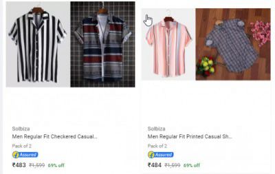 Pack of 2 Mens Printed Shirts @ ₹483