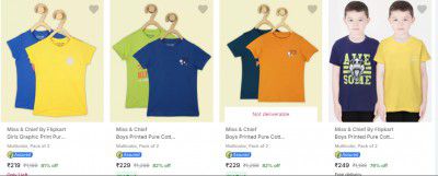 [Pack Of 2] Miss Chief Kids T-Shirts Starts @219