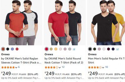 [ Pack Of 2 ] Orewa by OKANE Men T-shirts At Rs 249