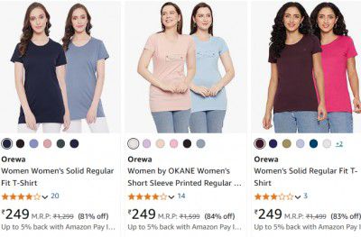 [ Pack Of 2 ] Orewa by OKANE Women T-shirts At Rs 249