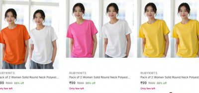 Pack OF 2 | Rubyknits Womens T Shirts @99