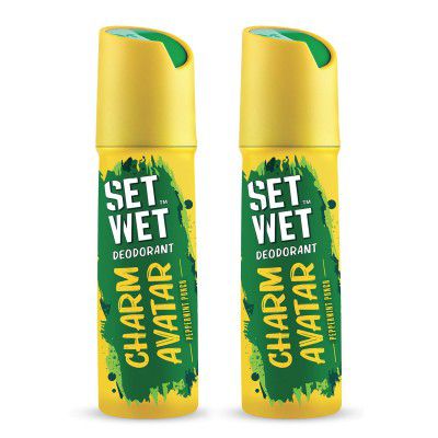 SET WET Deodorant For Men Charm Avatar Peppermint Punch - 150ml (Pack of 2)