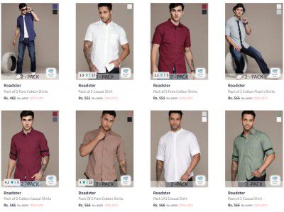 Myntra : Pack of 2 shirts from ₹390 With Coupon ( Minimum Add 3 in cart )