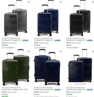 [ Pack Of 2 ] Skyscape By Swiss Military Suitcases Starts at Rs 2499 | Upto 89% Off