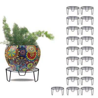 (Pack of 20) CINAGRO Metal Round Flower Pot Stand - Square, Indoor, Outdoor Plant Shelf, Planter for Home, Living Room, Garden, Balcony Décor