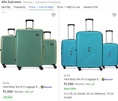 Pack Of 3 | Alfa by VIP Suitcases At ₹3599