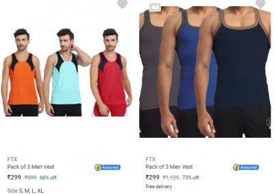 Pack of 3 Ftx Men's Vests @ Flat ₹249