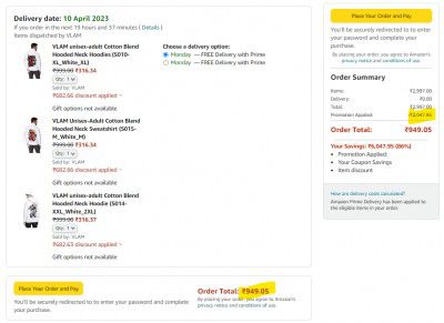 Pack of 3 Hoodies @ ₹949