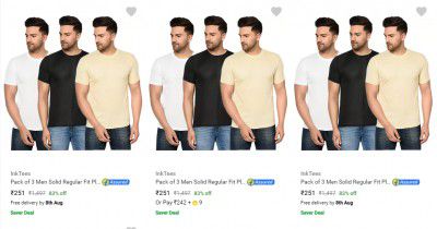 Pack of 3 Inktees Mens T Shirts @ ₹279