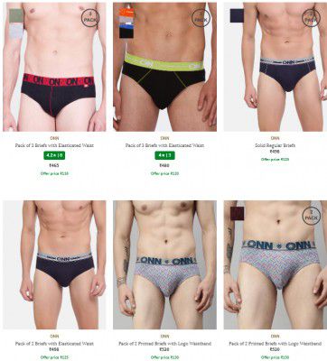 Ajio Clothing : ( Pack Of 3 )  ONN Men's Boxers, Briefs & Trunks Starts @116