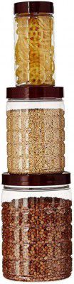 Pack of 3 Plastic Grocery Container  - 450 ml, 250 ml, 100 ml Finner Brown