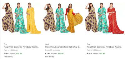 Pack of 3 Sarees @ ₹284