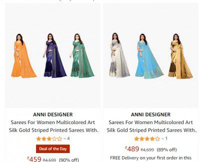 Pack of 3 Sarees With Blouse Piece From Rs.459