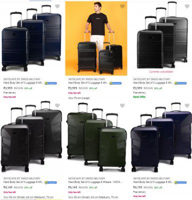 [ Pack Of 3 ] Skyscape By Swiss Military Suitcases Starts @ Rs 3999