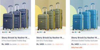Myntra : [ Pack Of 3 ] Stony Brook by Nasher Miles Trolley Bag Starts at Rs 5397