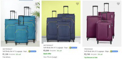 Pack of 3 Suitcases Trolley Up to 92% off