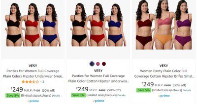[ PACK Of 3 ] VESY Panties for Women @ ₹237 + Apply Coupon