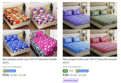 Pack of 4 Bedsheets at ₹209 | New Panipat