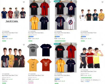 [ Pack Of 4 ] Ftc Fashions Kids T-Shirts Starts@ ₹223