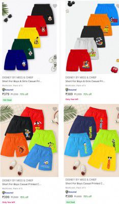[ Pack of 5 ] Disney By Miss Chief Kids Shorts At Rs 272