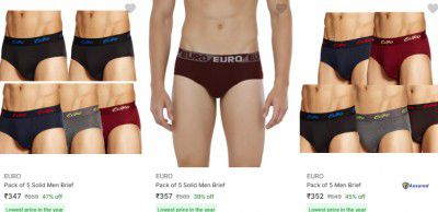 [ Pack Of 5 ] Euro Mens Briefs & Trunks Starts at Rs 347