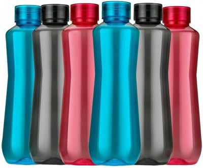 Pack of 6 Plastic Fridge Water Bottle with Soft Mat Finish BPA Free Water Bottle 1000 ml Bottle Plastic