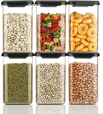 Pack of 6 Plastic Grocery Container  - 1100 ShopGlobal Black