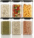 Pack of 6 Plastic Grocery Container  - 1100 ShopGlobal Black...
