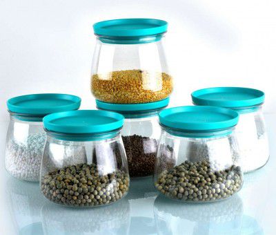 Pack of 6 Plastic Grocery Container  - 800 ml Pilot Mart Green