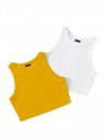 (Pack of Two) Stylish Sleeveless Round Neck Ribbed Tank Tops for Women and Western Crop Top...