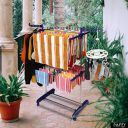 Paffy Premium Clothes Stand for Drying with Wheels | 14 Hanger Rods (Blue | Compact Jumbo)...