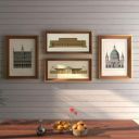 Painting Mantra Wall Décor Vintage Building Set of 4 Framed Art Prints Gallery Wall Paintings for Home, Bedroom, Living Room & Office (Size - 2-12 x 16 & 2-8 x 18 Inches)...